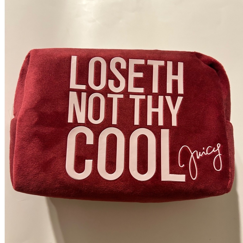 Juicy Couture Burgundy Velour Makeup Bag Loseth Not Thy Cool Cosmetic Case